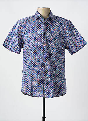 Chemise manches courtes imprimé fantaisie bleu JUPITER homme