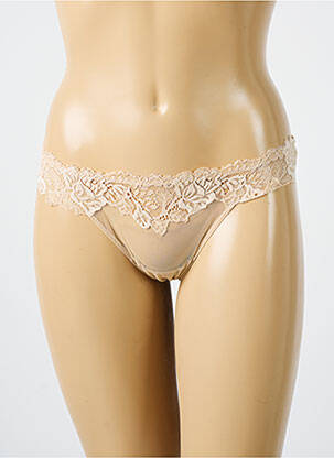 Tanga tissage dentelle beige AMBRA femme