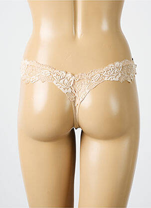 Tanga tissage dentelle beige AMBRA femme