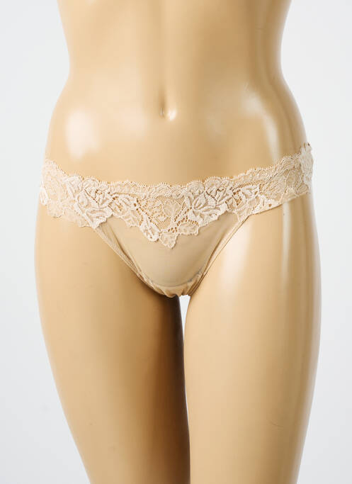 Tanga tissage dentelle beige AMBRA femme