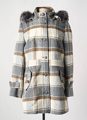 Manteau long coupe cintrée a capuche gris CHRISTINE LAURE femme