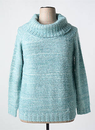 Pull col roulé tissage chiné manches longues bleu MARBLE femme