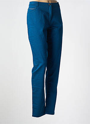 Pantalon slim tissage popeline taille normale bleu CHRISTINE LAURE femme
