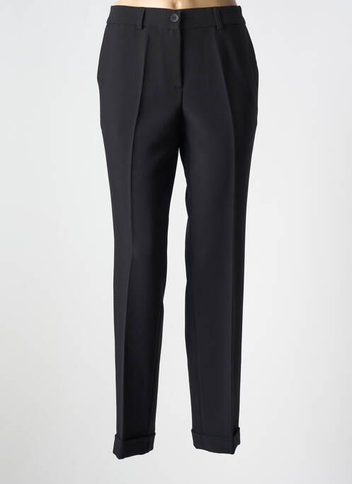 Pantalon chino fermeture zippée sous rabat avec crochet taille haute noir BARILOCHE femme