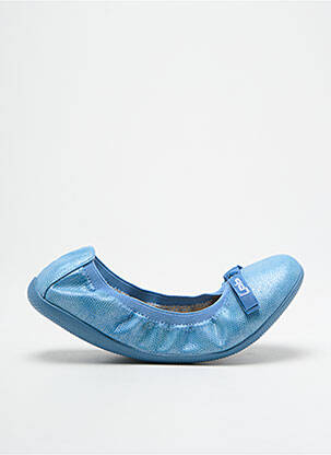 Ballerines tissage satiné bout rond bleu LPB fille