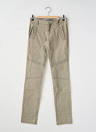 Pantalon droit fermeture zippée sous rabat boutonné beige IKKS fille