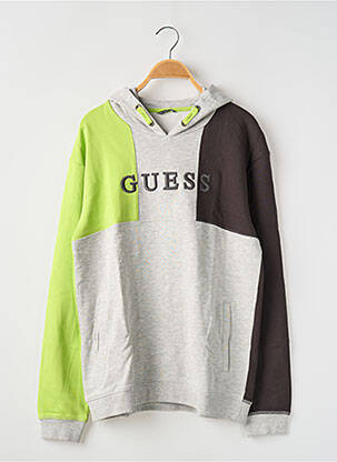 Sweat-shirt à capuche tissage chiné manches longues gris GUESS garcon