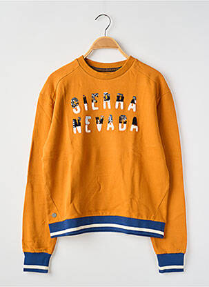 Sweat-shirt broderie sequins manches longues orange J&JOY fille