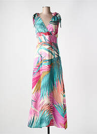 Robe longue manches bretelles ajustables fines bretelles rose GEISHA femme