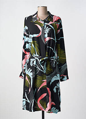 Robe mi-longue manches longues manches longues noir GEISHA femme
