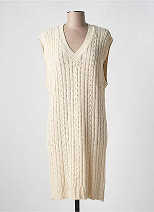 Robe pull col v sans manche beige GEISHA femme