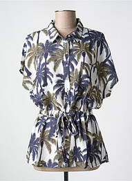 Chemisier manches courtes manches courtes bleu GEISHA femme