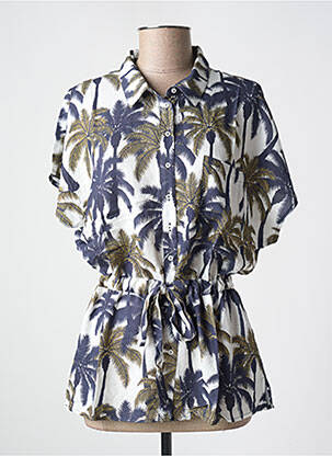 Chemisier manches courtes manches courtes bleu GEISHA femme