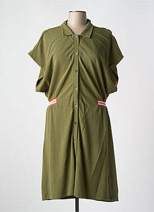 Robe mi-longue manches courtes manches courtes vert J&JOY femme