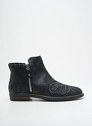 Bottines/boots tissage satiné talon plat jusqu'à 3cm noir REQINS femme