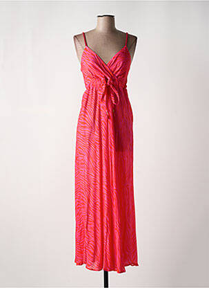 Robe longue manches bretelles ajustables fines bretelles rose EVA KAYAN femme