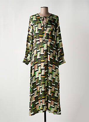 Robe longue imprimé fantaisie manches longues vert ALDO MARTIN'S femme