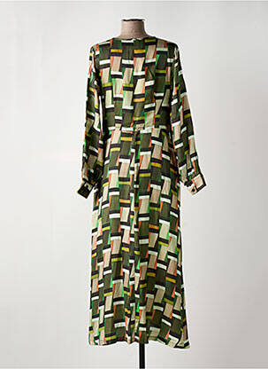 Robe longue imprimé fantaisie manches longues vert ALDO MARTIN'S femme