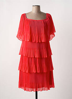 Robe mi-longue coupe fluide manches courtes rouge FRANK LYMAN femme