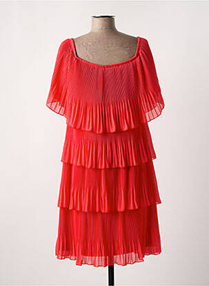Robe mi-longue coupe fluide manches courtes rouge FRANK LYMAN femme