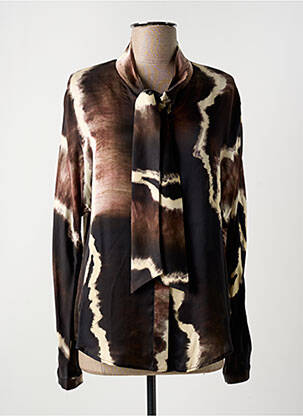 Chemisier coupe fluide manches longues marron LAUREN VIDAL femme