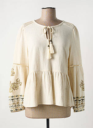 Blouse col rond manches longues beige CREAM femme