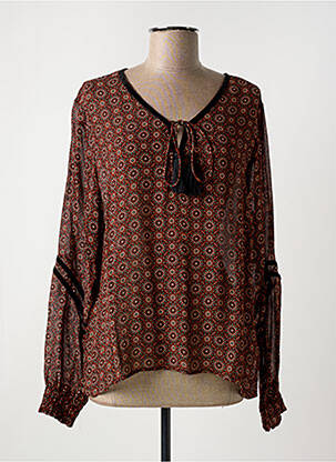 Blouse légère et transparente manches longues marron CREAM femme