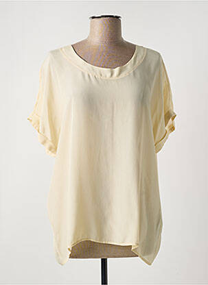 Top tissage crêpe manches courtes jaune LAUREN VIDAL femme