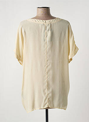 Top tissage crêpe manches courtes jaune LAUREN VIDAL femme