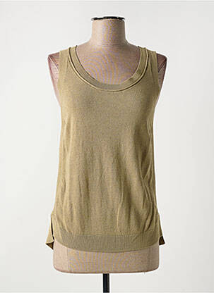 Pull coupe cintrée sans manche vert EVA KAYAN femme
