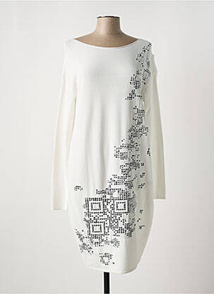 Robe pull stretch manches longues blanc SARAH PACINI femme