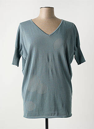 Pull coupe cintrée manches courtes bleu SARAH PACINI femme