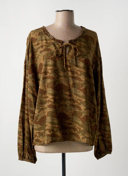 Blouse col rond manches longues vert CREAM femme