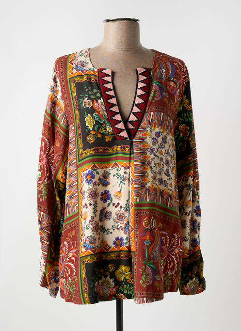 Blouse tissage popeline manches longues orange ALDO MARTIN'S femme
