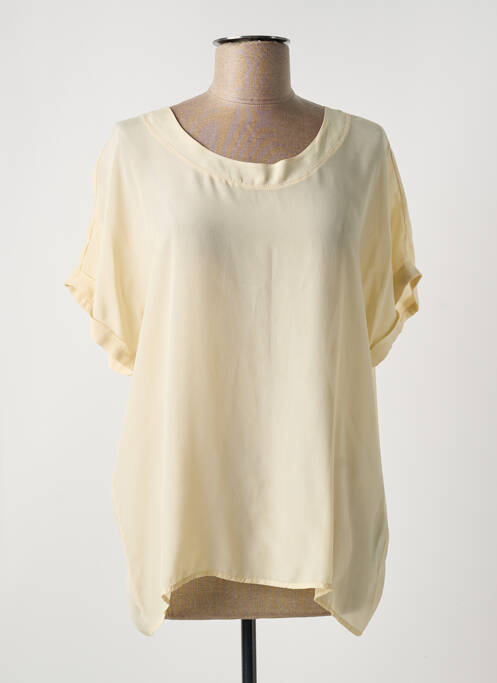 Top coupe fluide manches courtes jaune LAUREN VIDAL femme