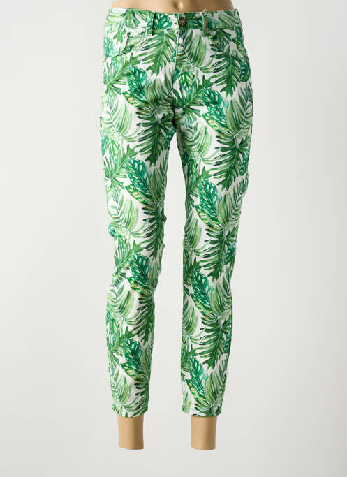 Pantalon 7/8 tissage popeline taille normale vert CREAM femme
