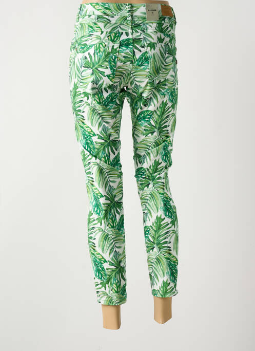 Pantalon 7/8 tissage popeline taille normale vert CREAM femme
