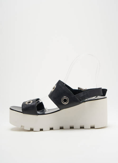 Sandales/nu pieds matière lisse talon de 7 à 9cm noir SWEET LEMON femme