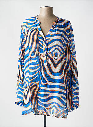 Blouse imprimé fantaisie manches longues bleu PIMENT ROUGE femme