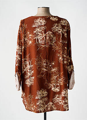 Blouse imprimé fleurs manches longues marron PIMENT ROUGE femme