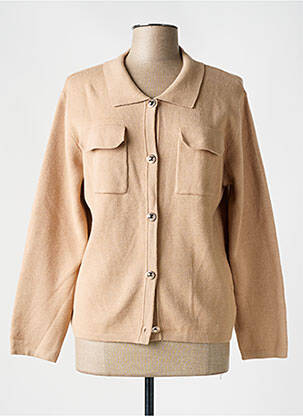 Gilet manches longues fermeture boutonnée sur le devant beige BY ONE femme