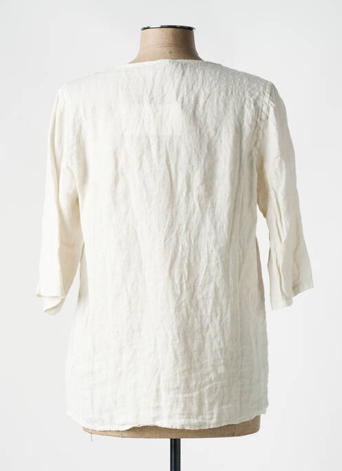 Top col v manches 3/4 beige INTUITION femme