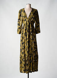 Robe longue imprimé fleurs manches 3/4 vert RUE DES ABBESSES femme