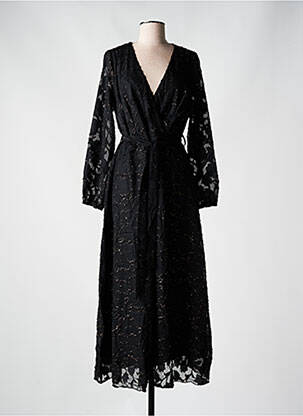 Robe longue manches longues manches longues noir LILIE PLUS femme