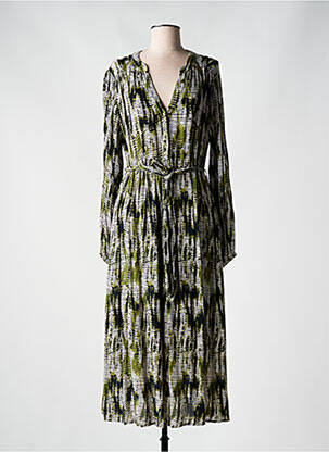 Robe longue manches longues manches longues vert EMILIE.K femme