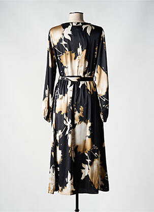 Robe mi-longue coupe fluide manches longues noir EMILIE.K femme