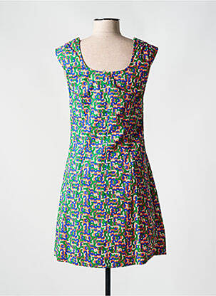 Robe courte manches courtes manches courtes vert PRINCESSE NOMADE femme
