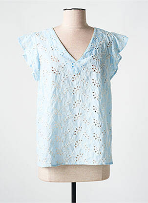 Blouse légère et transparente manches courtes bleu BY ONE femme