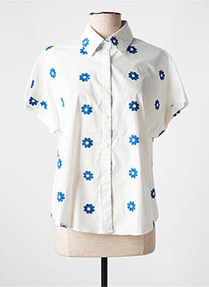 Chemisier manches courtes manches courtes bleu BY ONE femme