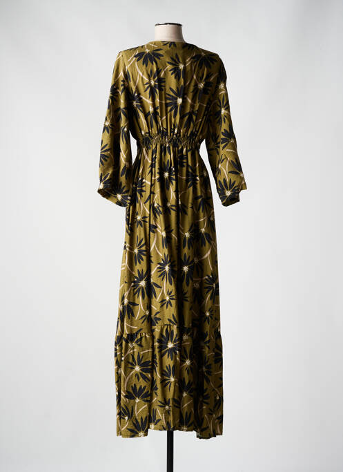 Robe longue imprimé fleurs manches 3/4 vert RUE DES ABBESSES femme